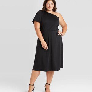 NWT Who What Wear for Target Black One Shoulder Dress Sz Small